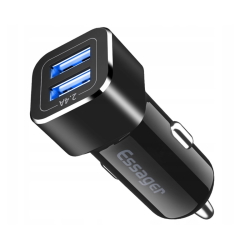 USB-зарядка для авто ESSAGER 5v, 2xusb 2.4a чорна ECCKC2-FZ01