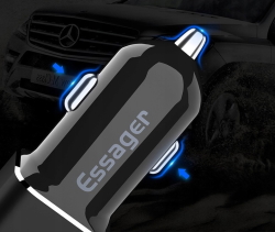 USB-зарядка для авто ESSAGER 5V, 2xUSB 2.4A черная ECCKC2-FZ01