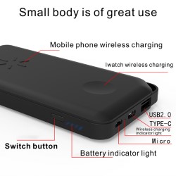 Power Bank з Qi беcпроводной зарядкою W6 10000mah білий