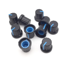 Handle on axle 6mm Star AG09 15x15 Black with blue pointer