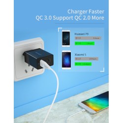 Зарядне USB QC3.0 Quick Charge 3xUSB 30W 5V/9V/12V чорне