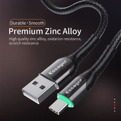 Cable USB 2.0 AM/Type-C 0.5m 3A braided black