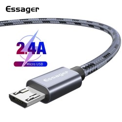 Кабель USB 2.0 AM/BM microUSB 2м 2.4А в обплетенні сірий