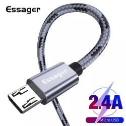 Cable USB 2.0 AM/BM microUSB 2m 2.4A braided silver