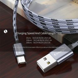 Cable USB 2.0 AM/BM microUSB 1m 2.4A braided silver