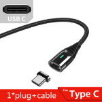 Magnetic cable  USB2.0 AM/Type-C 1m black braid 3A