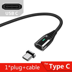 Magnetic cable  USB2.0 AM/Type-C 1m black braid 3A