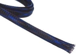 Кабельная оплетка змеиная кожа 6мм, черная с синим