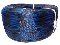 Cable braid snake skin 6mm, black with blue