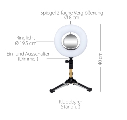 Лампа кільцева із дзеркалом 9601LED-8 120 LED, 24Вт 5500K косметологічна