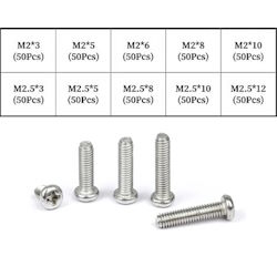 Set of stainless steel screws M2, M2.5 500pcs. stainless steel 304