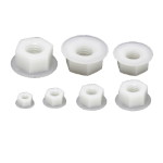  Flanged nut  M6 hex, milky plastic