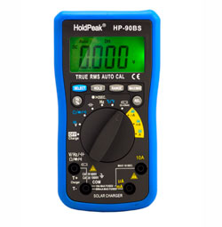 Multimeter HP-90BS with rechargeable battery and solar panel