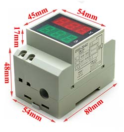  Volt-Ammeter for DIN rail  D52-2042 [LED, 80-300V, 200A, external trans.]