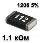 SMD resistor<gtran/> 1.1K 1206 5%