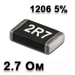SMD resistor<gtran/> 2.7R 1206 5%