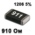SMD resistor<gtran/> 910R 1206 5%