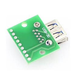 Printed board with connector USB 3.0 type A female to DIP