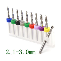 Set of drills 10 pcs. shank 3.175mm diameter 2.1-3.0mm