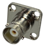Connector BNC female on housing with flange 18*18mm