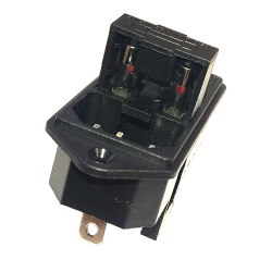 Mains plug  C14 with fuse holder copper Vert.