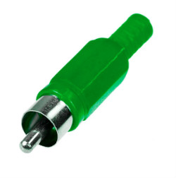 Plug to cable  RCA tulip plastic Green