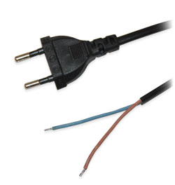 Power cable without connector 2x0.38mm2 CCA 1.5m black